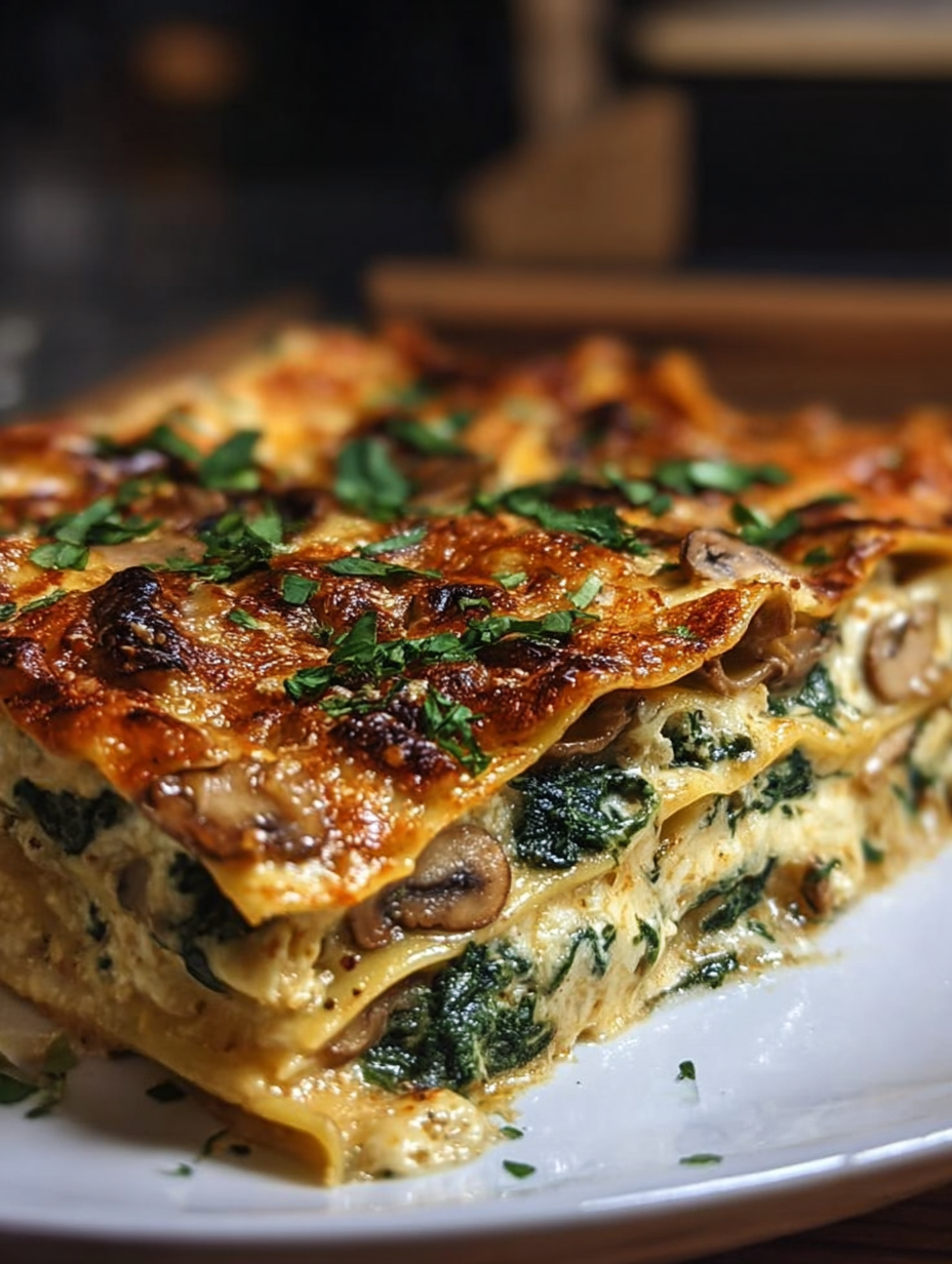 Lasagna With Spinach and Mushrooms