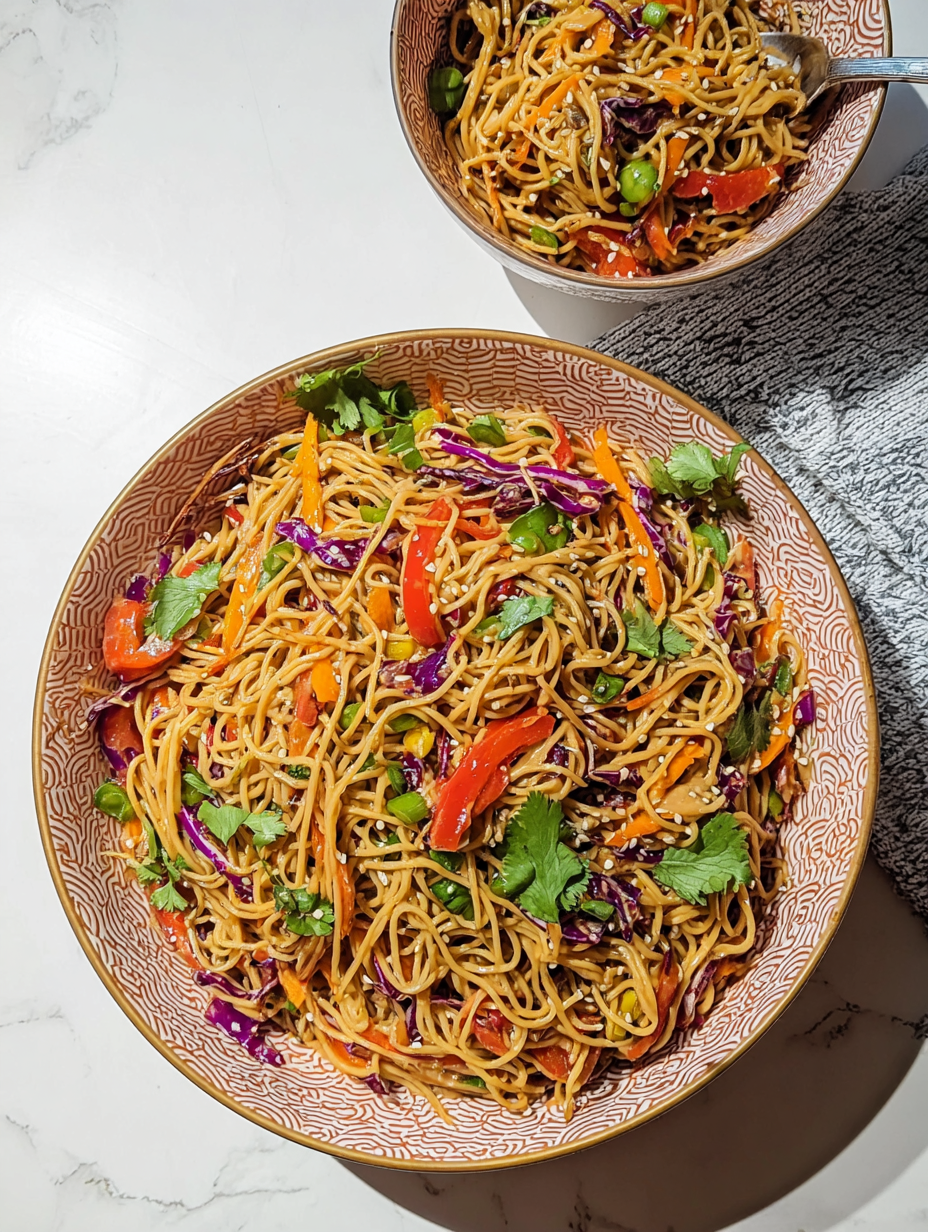 Rainbow Peanut Noodles